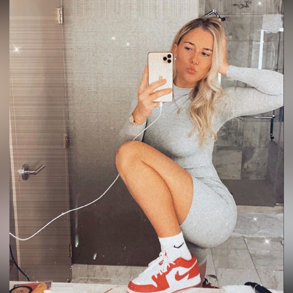 Naked Wardrobe grey longsleeve bike short fitted bodysuit one piece zipper back - Picture 6 of 10